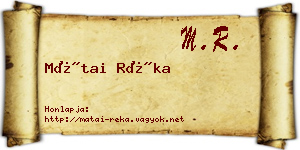 Mátai Réka névjegykártya